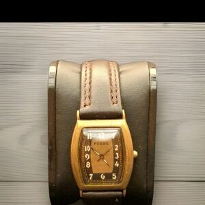 Fossil Gold and Brown Leather Watch